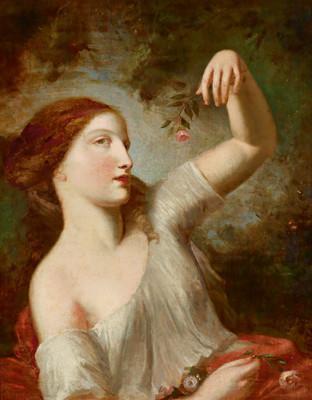 Charles-Joseph Natoire Eine junge Frau mit Rosen France oil painting art